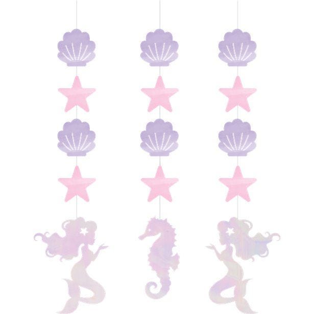 Mermaid Shine Iridescent Hanging Cutouts - 57cm (3pk)