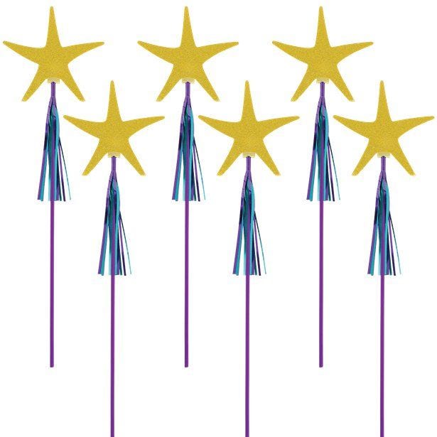 Mermaid Wishes Glitter Starfish Wands - 45cm (6pk)