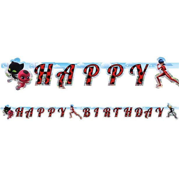 Miraculous Ladybug 'Happy Birthday' Paper Banner - 1.8m