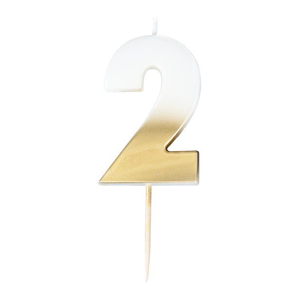 Gold Ombre Number 2 Candle - 5cm