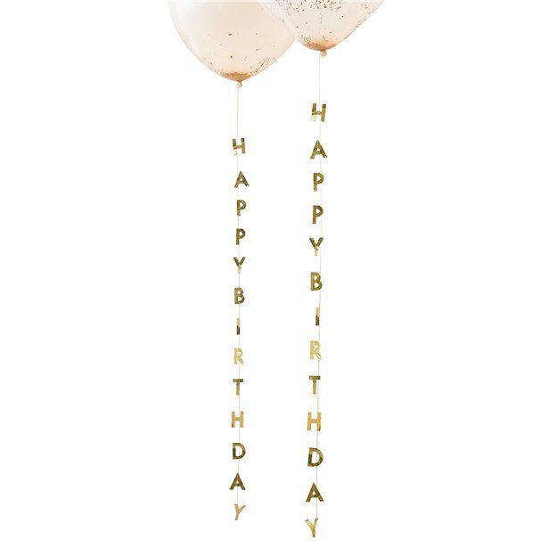 Mix It Up Gold Happy Birthday Foil Balloon Tails - 1m (5pk)