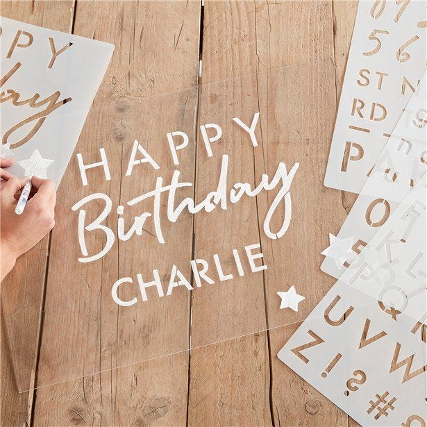 Happy Birthday Number & Letter Stencils (6pk)