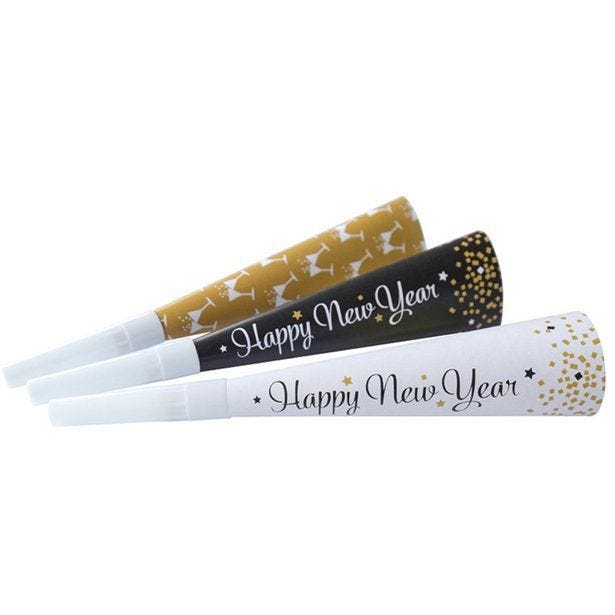 New Year Party Horn Blowers - 15cm (3pk)