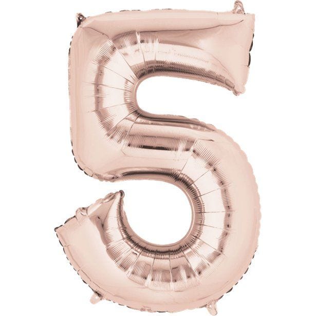 Number 5 Rose Gold Foil Balloon - 34"