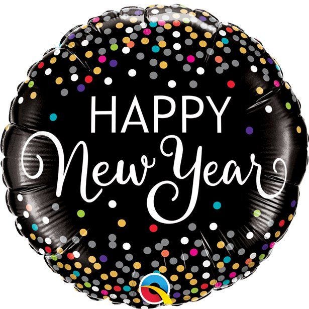 New Year Confetti Print Balloon -18" Foil