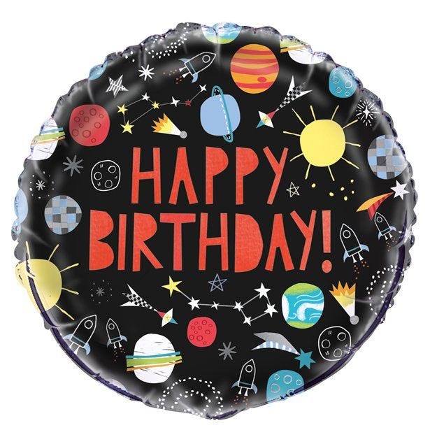 Outer Space Happy Birthday Foil Balloon - 18"