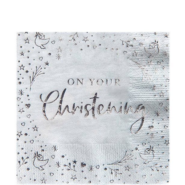 On Your Christening Blue Paper Napkins 33cm (16pk)