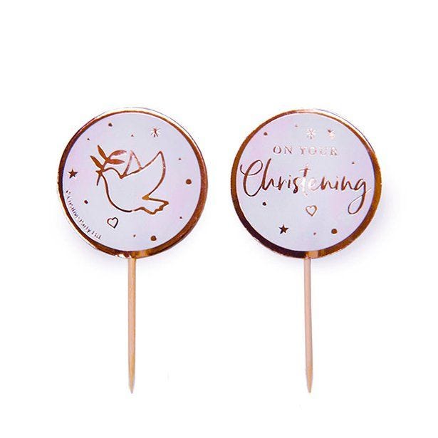 On Your Christening Pink Cupcake Toppers (12pk)