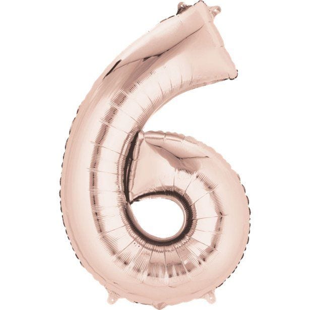 Number 6 Rose Gold Foil Balloon - 34"