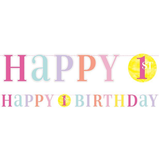 Pink Dots 1st Birthday Banner - 1.8m