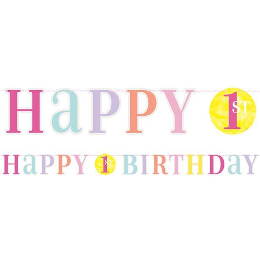 Pink Dots 1st Birthday Banner - 1.8m