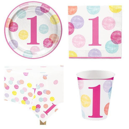 Pink Dots 1st Birthday - Value Party Pack for 8