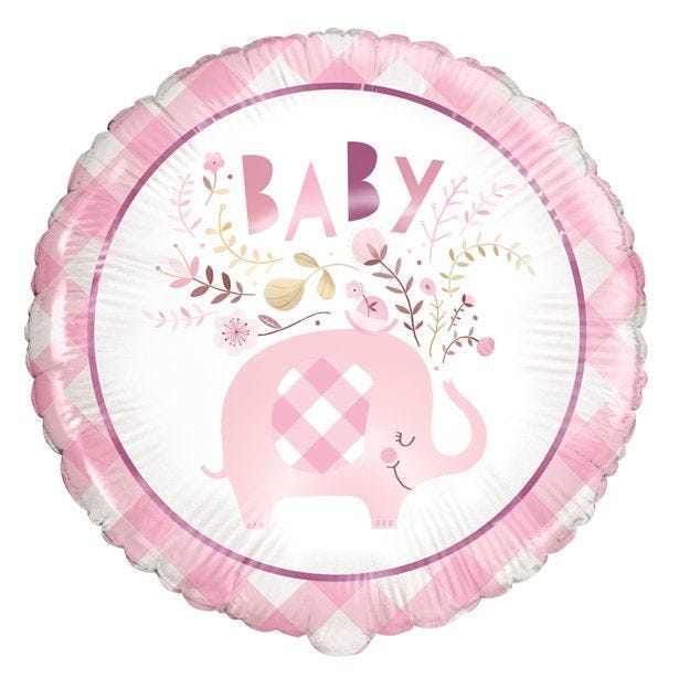 Pink Floral Elephant Foil Balloon - 18"