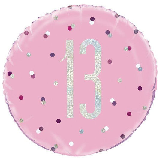 Pink 13th Birthday Foil Balloon - 18"