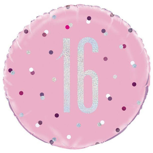 Pink 16th Birthday Foil Balloon - 18"