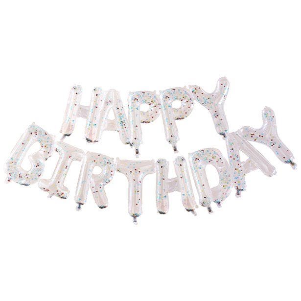 Rainbow Confetti Happy Birthday Balloon Bunting