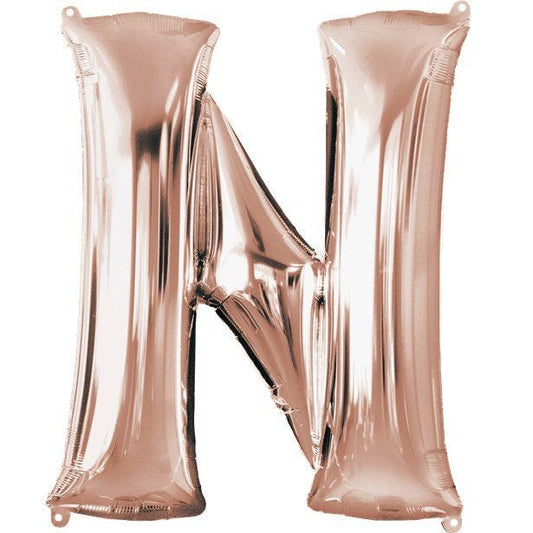 Rose Gold Letter N Air Filled Balloon - 16" Foil