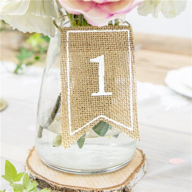 Rustic Hessian Table Numbers - 1-20 (20pk)