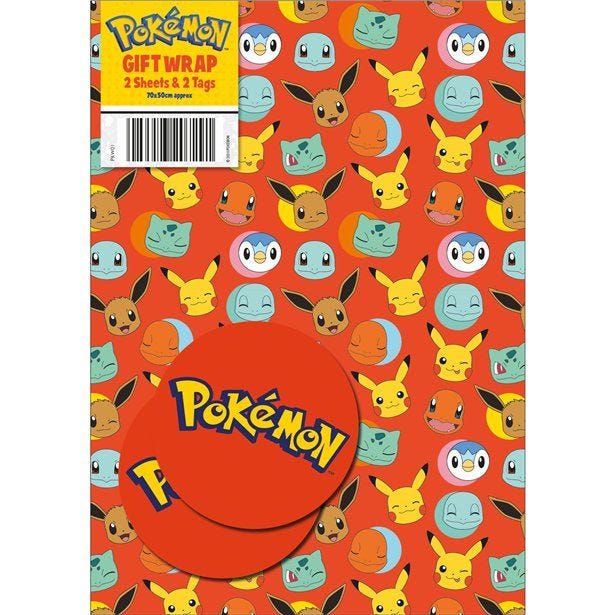 PokÃƒÂ©mon Gift Wrap 2 Sheets & Tags