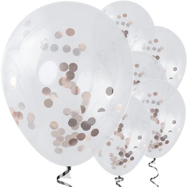 Pick & Mix Rose Gold Confetti Latex Balloons - 12" (5pk)