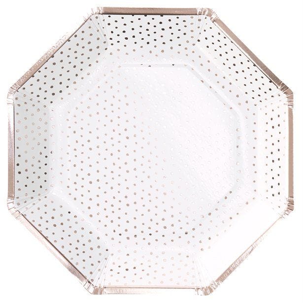 Pick & Mix Rose Gold Spotty Paper Plates - 25cm (8pk)