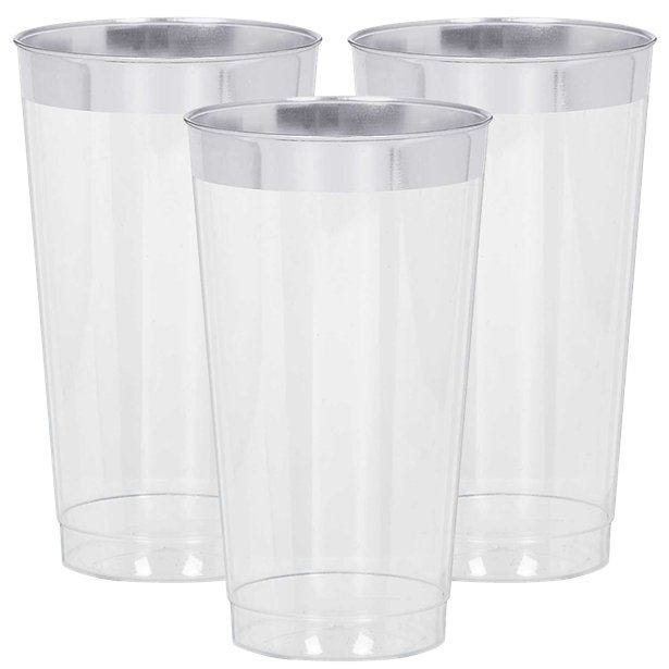 Premium Silver Trim Plastic Tumbler - 454ml (16pk)