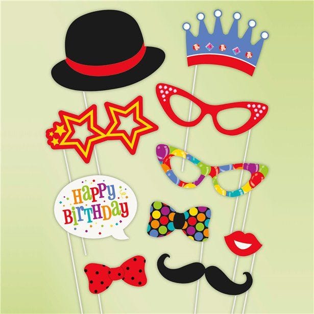 Confetti Birthday Photo Booth props (10pk)