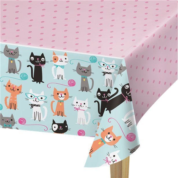 Purr-fect Party Plastic Table Cover - 1.3m x 2.5m