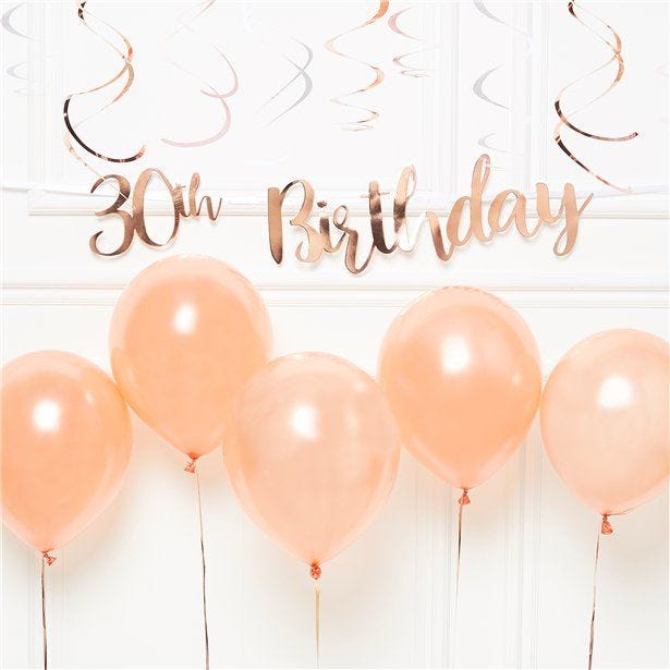 30th Birthday Rose Gold Decoration Kit - Value