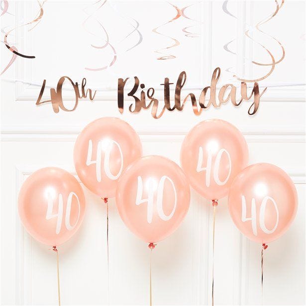 40th Birthday Rose Gold Decoration Kit - Value