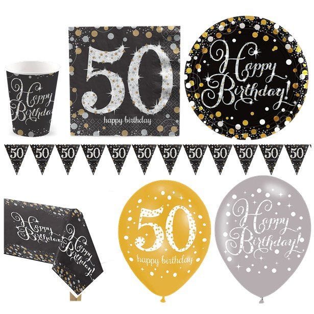 Sparkling Celebration 50th Birthday - Deluxe Party Pack for 16