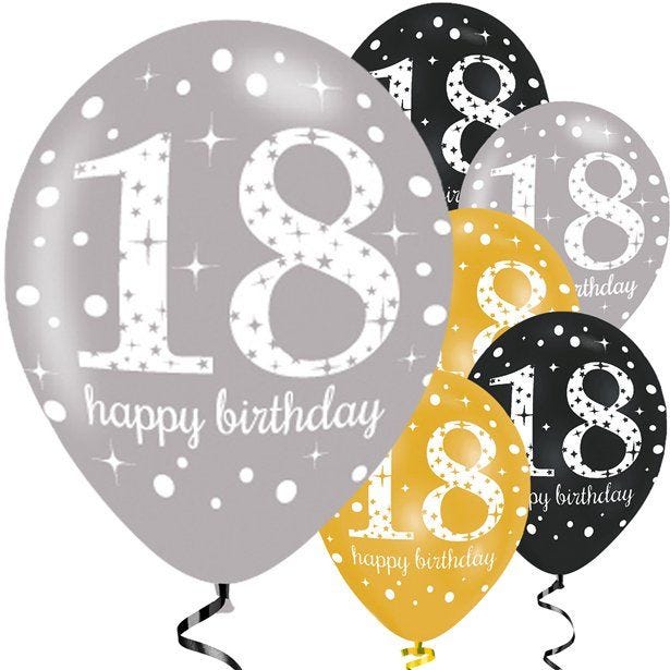 Sparkling Celebration 18th Birthday Balloons - 11" Latex (6pk)