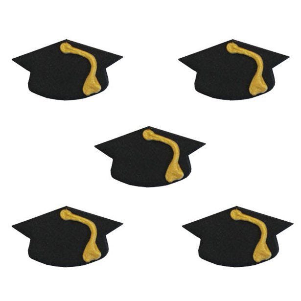 Graduation Cap Sugar Cake Toppers (5pk)