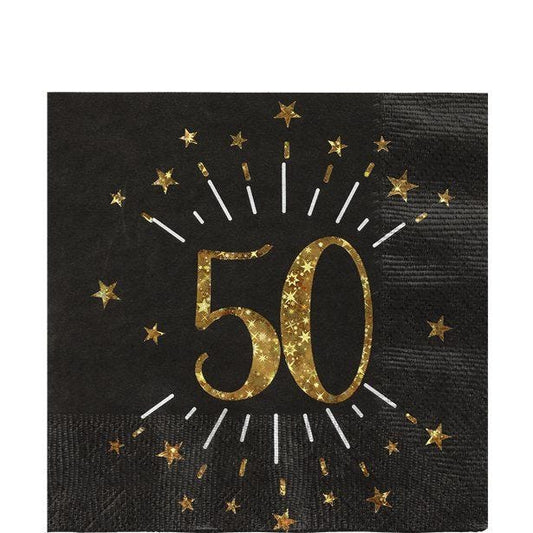 Sparkling Gold 50th Napkins - 25cm (10pk)