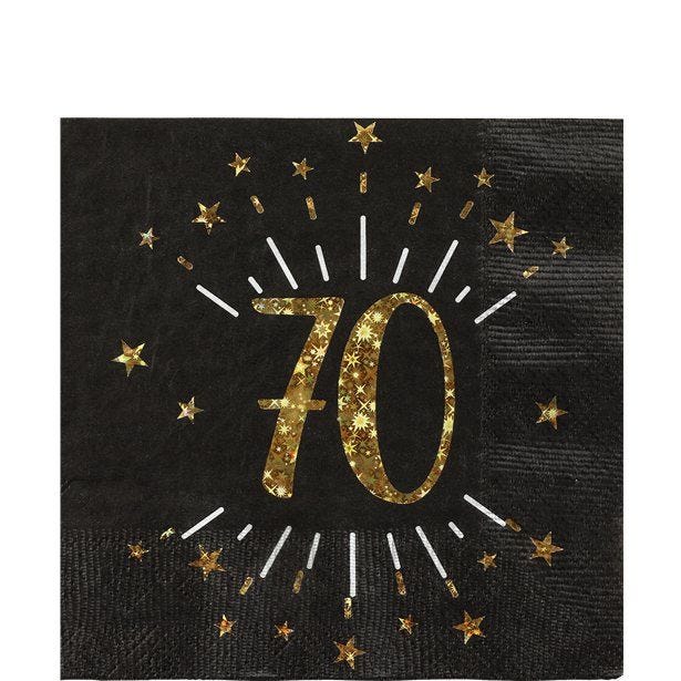 Sparkling Gold 70th Napkins - 25cm (10pk)