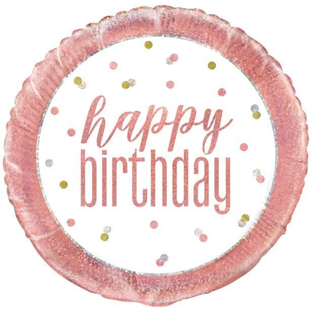 Rose Gold Glitz Happy Birthday Balloon - 18" Foil