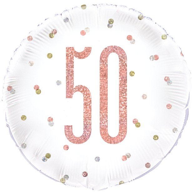 Rose Gold Glitz Number 50th Birthday Balloon - 18" Foil