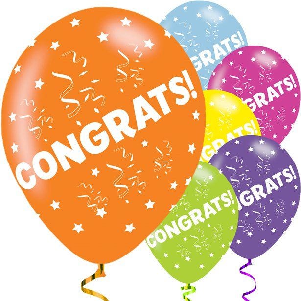 Congratulations Balloons - 11'' Latex (6pk)