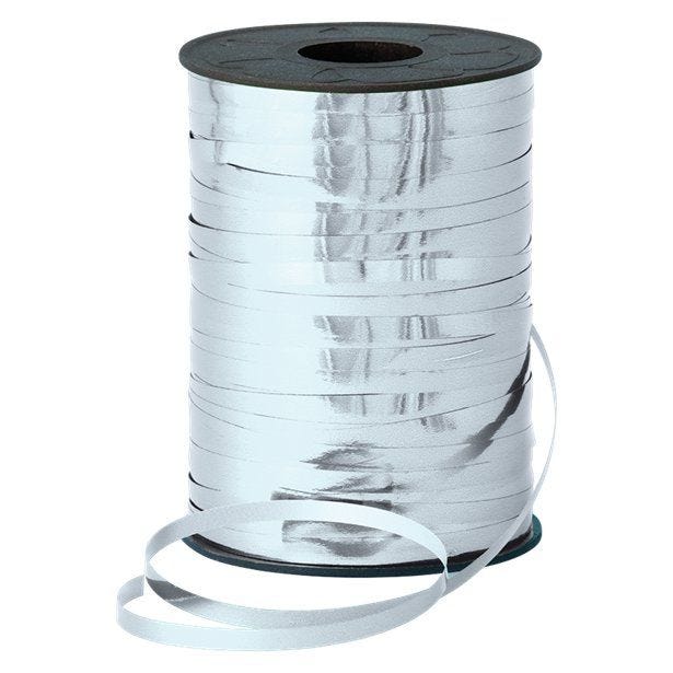 Silver Metallic Curling Balloon Ribbon - 250m