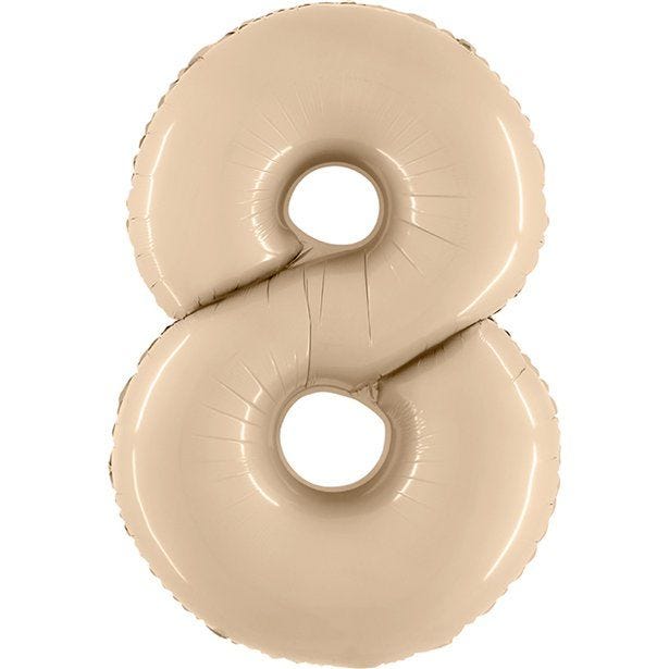 Number 8 Satin Cream Foil Balloon - 40"