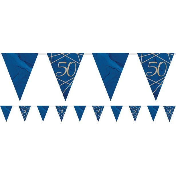 Navy & Gold Geode 50th Birthday Paper Bunting - 3.7m