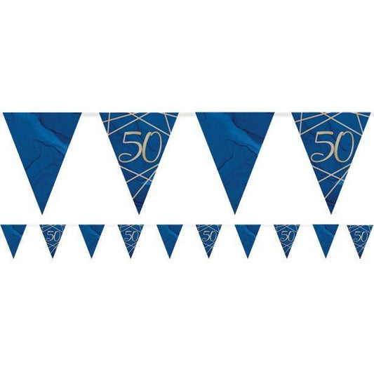 Navy & Gold Geode 50th Birthday Paper Bunting - 3.7m