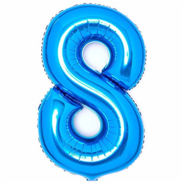 Number 8 Blue Foil Balloon - 34"