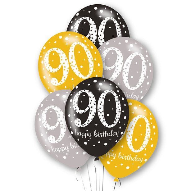 Age 90 Latex Balloons - 11" (6pk)