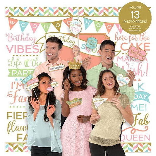 Confetti Fun Wall Decorating Kit with Photo Booth Props (15pk)