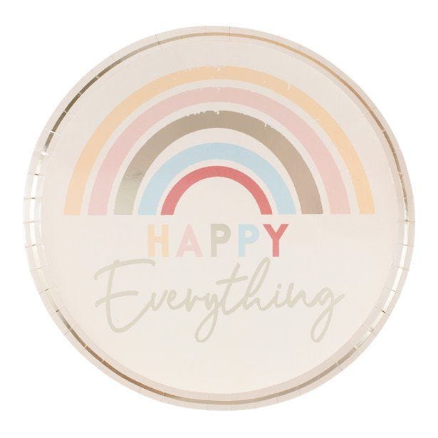 Happy Everything Natural Rainbow Plates - 25cm (8pk)