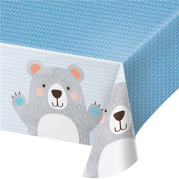 Birthday Bear Plastic Table Cover - 1.9cm x 1.3m