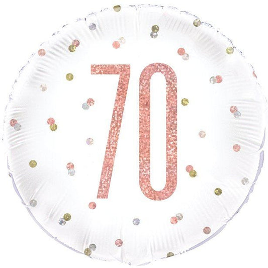 Rose Gold Glitz Number 70th Birthday Balloon - 18" Foil