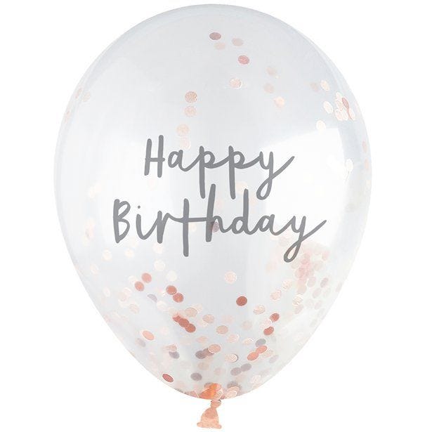 H.Bday R.Gold Conf Balloons 5p (Balloons) (5pk)