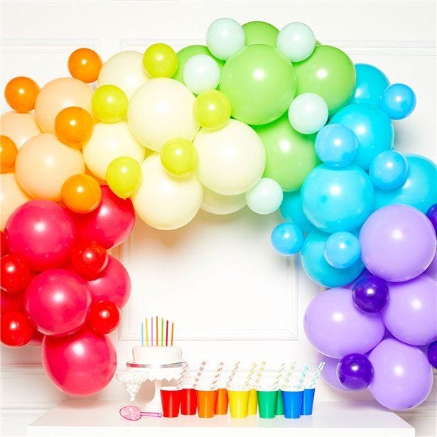 Rainbow Latex Balloon Arch Garland - 78 Balloons